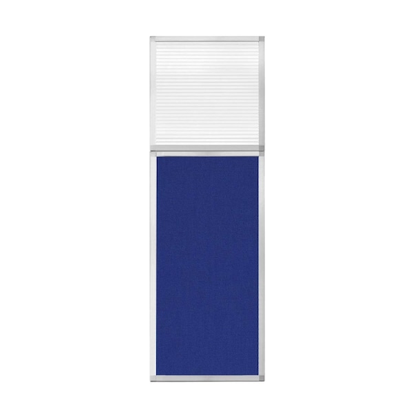 Hush Panel Configurable Cubicle Partition 2' x 6' W/ Window Royal Blue Fabric Clear Fluted Window